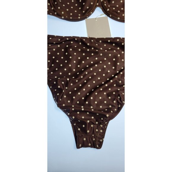 SAME NWT Los Angeles Brown Polka Dot Bikini Set - Picture 5 of 13